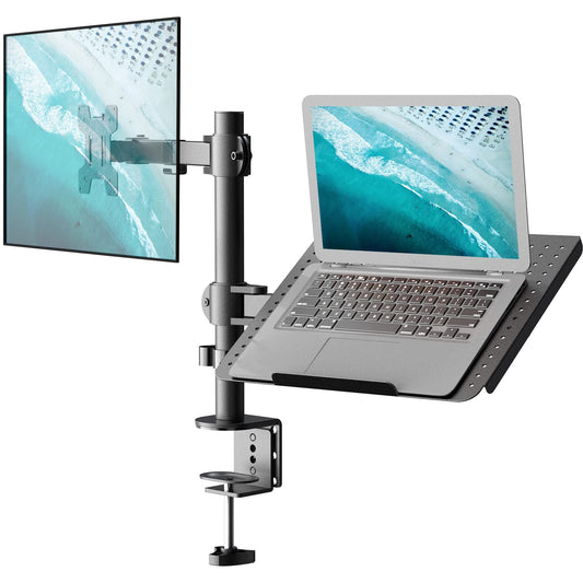 Laptop and monitor mount stand for one laptop and one monitor