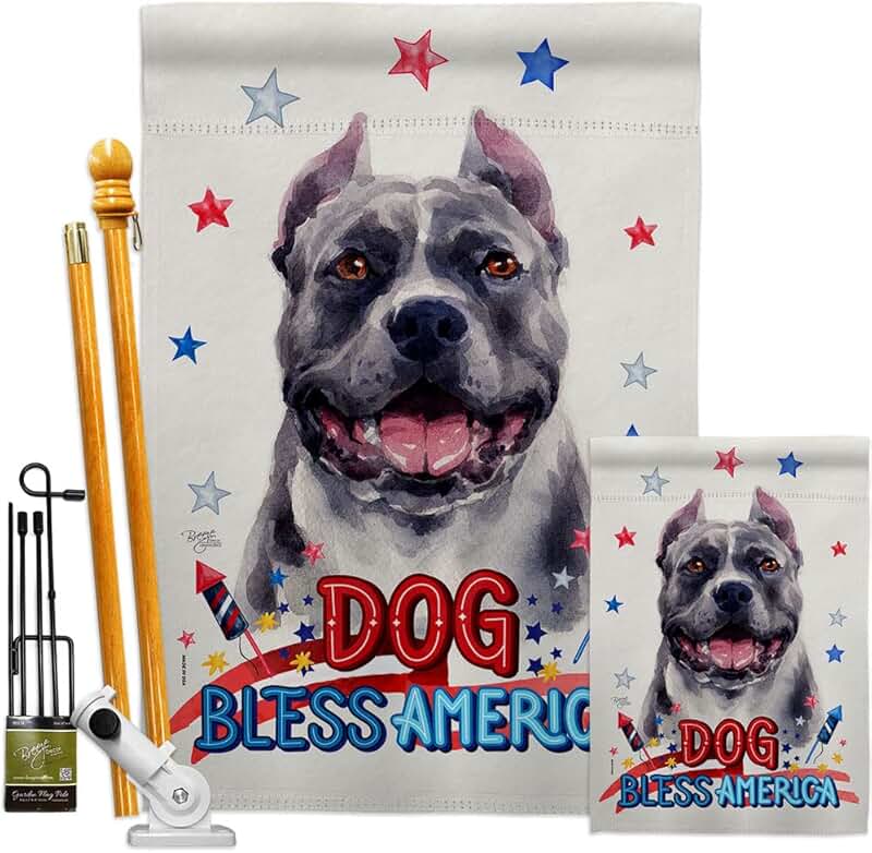 Patriotic Pitbull Garden Flag for Yard or Gift