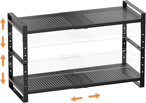 Expandable metal shoe rack for kitchen and closet