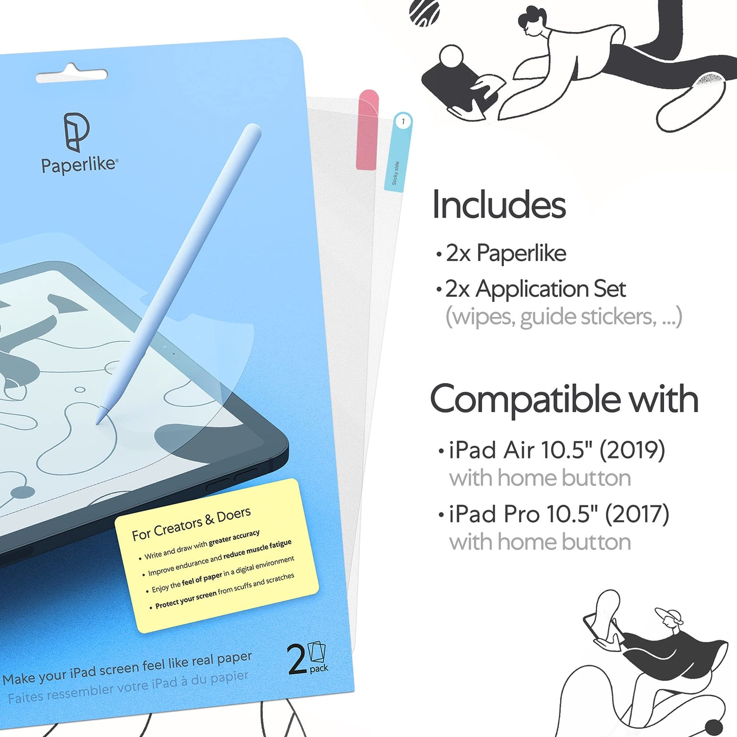 (2 Pieces for iPad Air 3 10.5 Inch (2019) & iPad Pro 10.5 Inch (2017) - Matte Screen Protector for Drawing, Writing, and Note-Taking Like on Paper