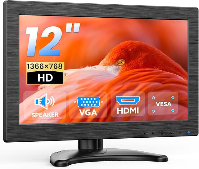12-inch HD Mini LED Monitor with HDMI and VGA
