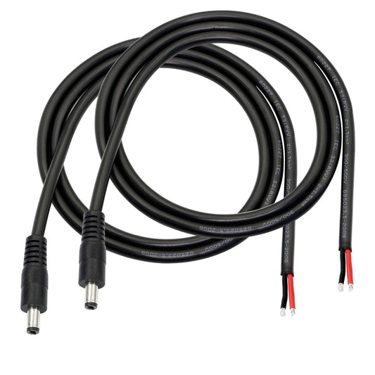 DC Power Pigtails Cable 3FT for CCTV and LED Lights 2 Pack