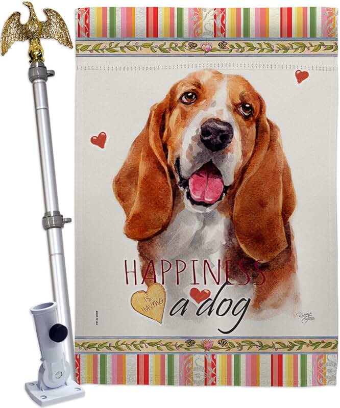 Basset Hound and Eagle Garden Flag Set