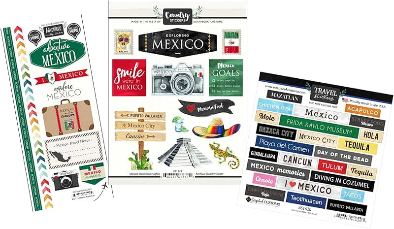 Mexico Vacation Scrapbook Stickers Set of 2