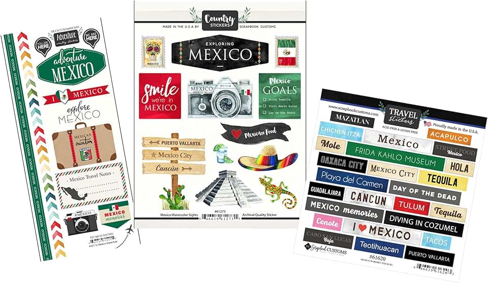 Mexico Vacation Scrapbook Stickers Set of 2