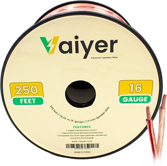 16 Gauge 250 ft Speaker Wire for Home and Car