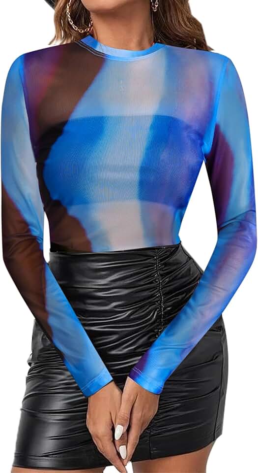 Women’s Sheer Mesh Long Sleeve Top
