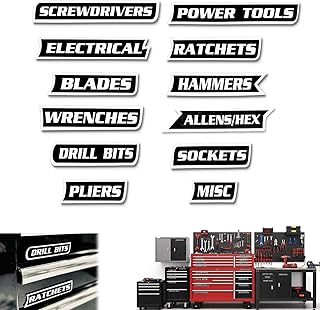 Set of 12 Magnetic Toolbox Labels for Organization