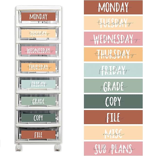 10 Pcs Neutral Bohemian Style Drawer Cart Labels