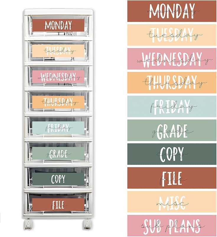 10 Pcs Neutral Bohemian Style Drawer Cart Labels