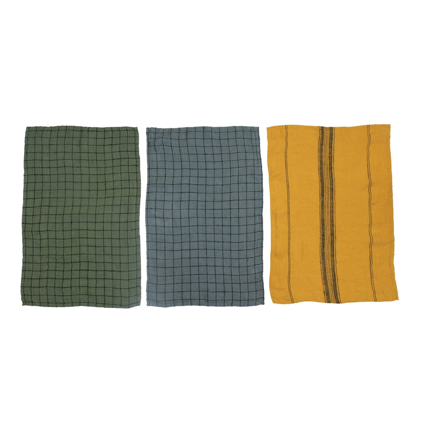 Linen, Set of 3 Colors Tea Towel, Multicolored 3