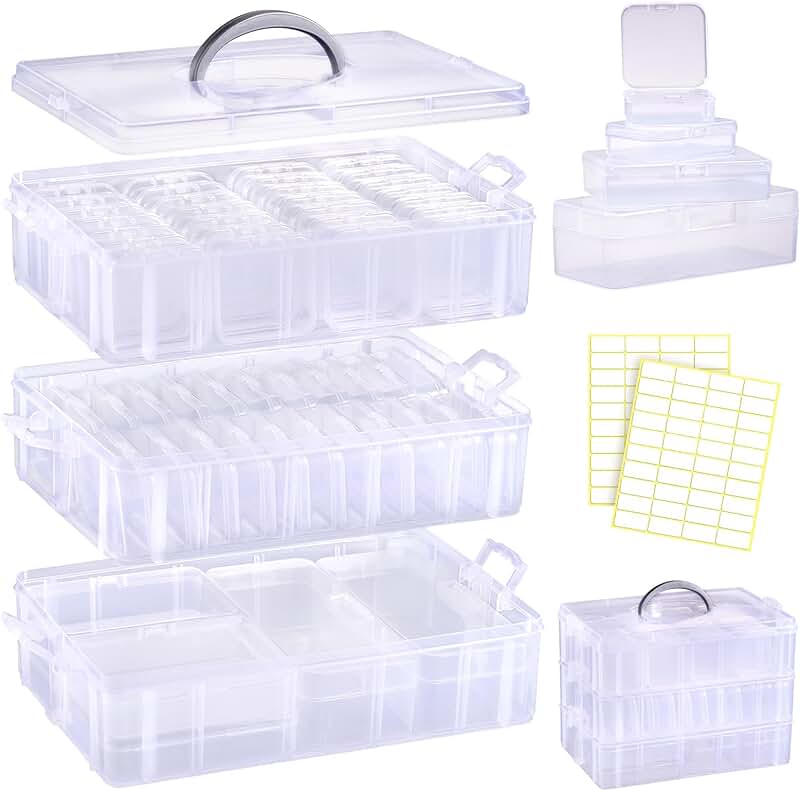 Small Plastic Bead and Craft Storage Containers with 3-Tier Box