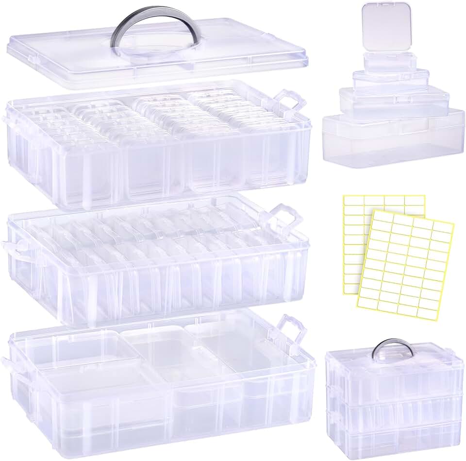 Small Plastic Bead and Craft Storage Containers with 3-Tier Box