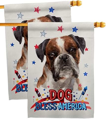 Patriotic Boxer Dog House Flag, 2 Pack