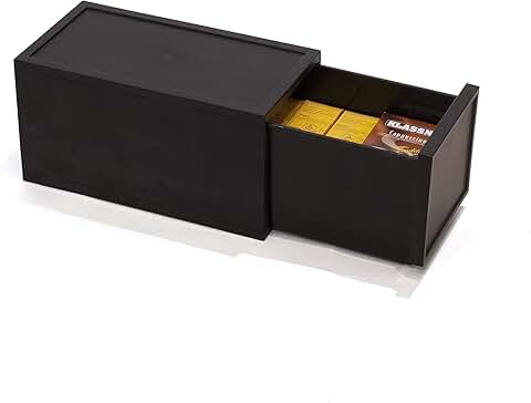 Small black plastic stacking storage drawer