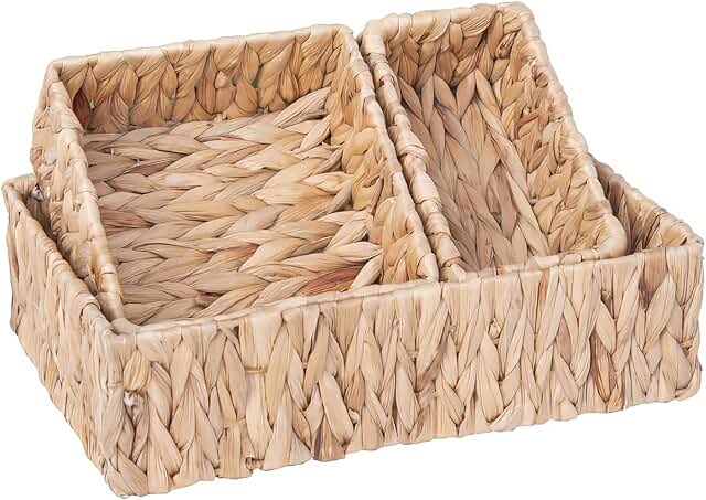 Set of Three Handwoven Wicker Storage Baskets