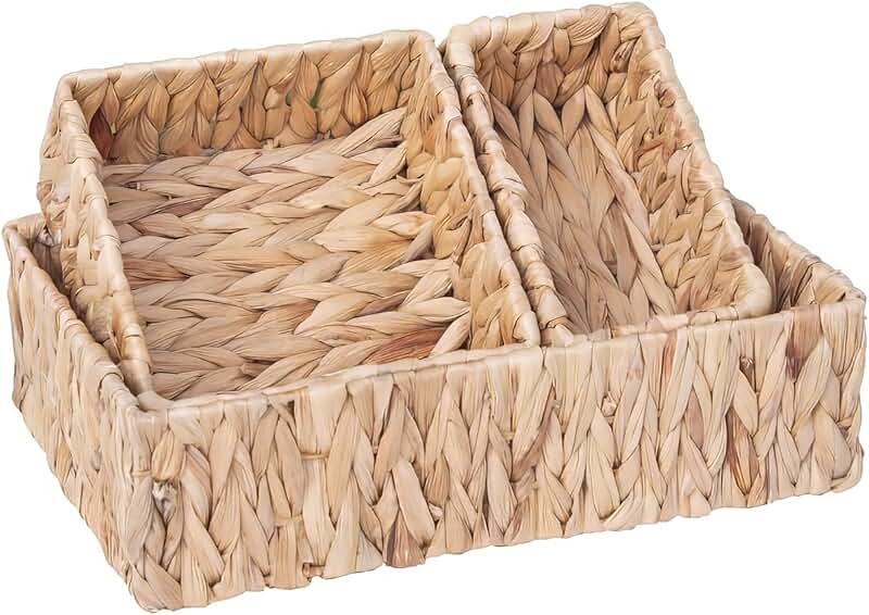 Set of Three Handwoven Wicker Storage Baskets