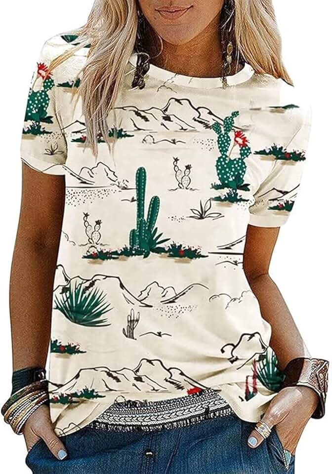 Women's Sunrise Desert Cactus Graphic T-Shirt
