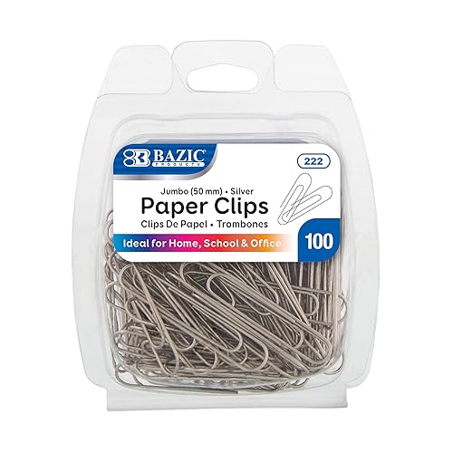 Large Silver Paper Clips, 50mm, Pack of 100