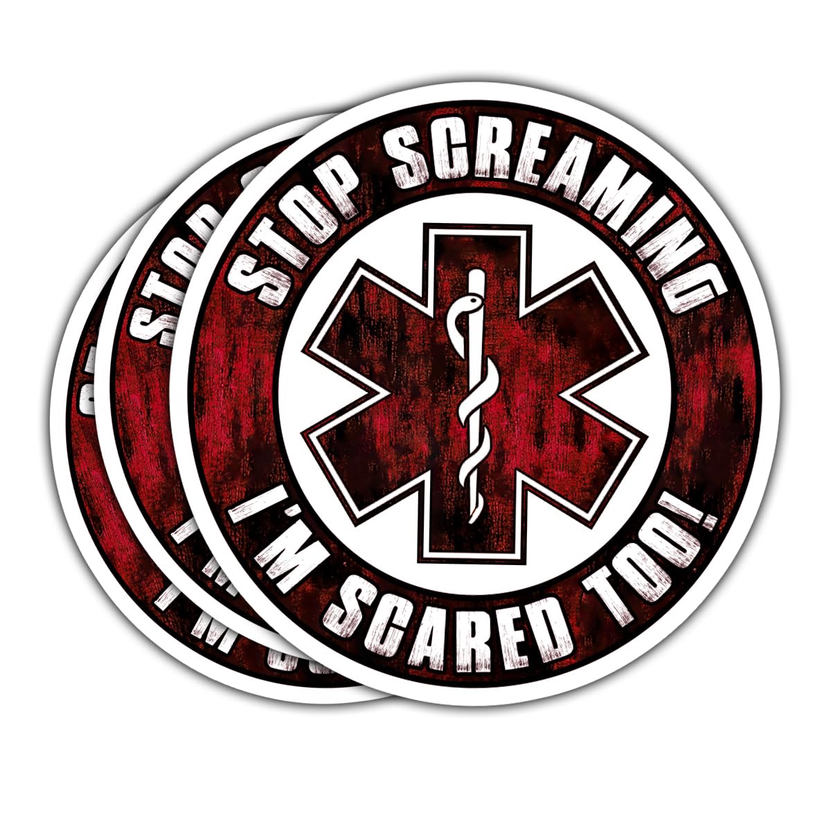 Set of three funny emergency room stickers