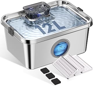 Stainless Steel Dog Water Fountain with Water Window