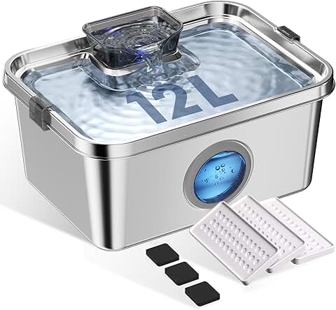 Stainless Steel Dog Water Fountain with Water Window