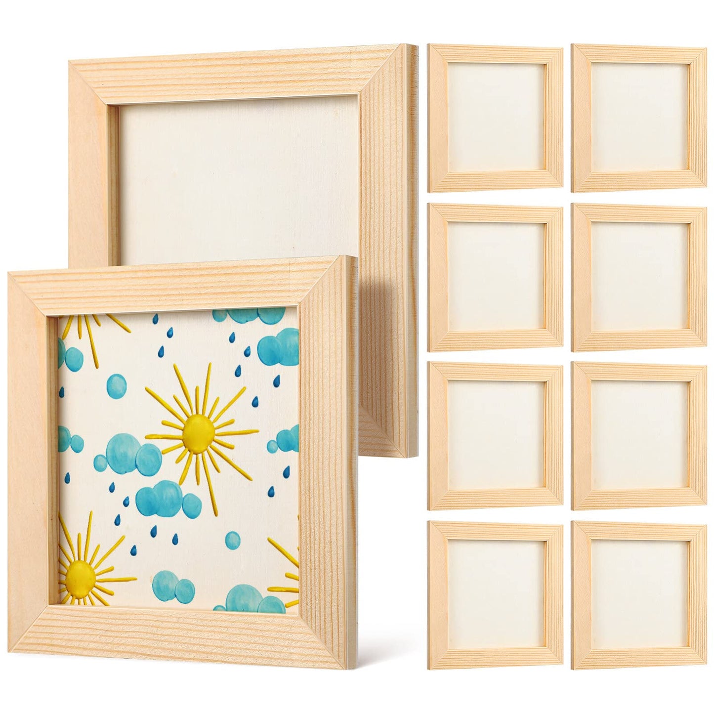 10Pcs Unfinished Wooden Picture Frames 12x12cm