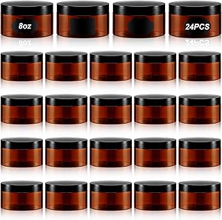 24 Pack 8 oz Plastic Jar Containers with Lids and Labels