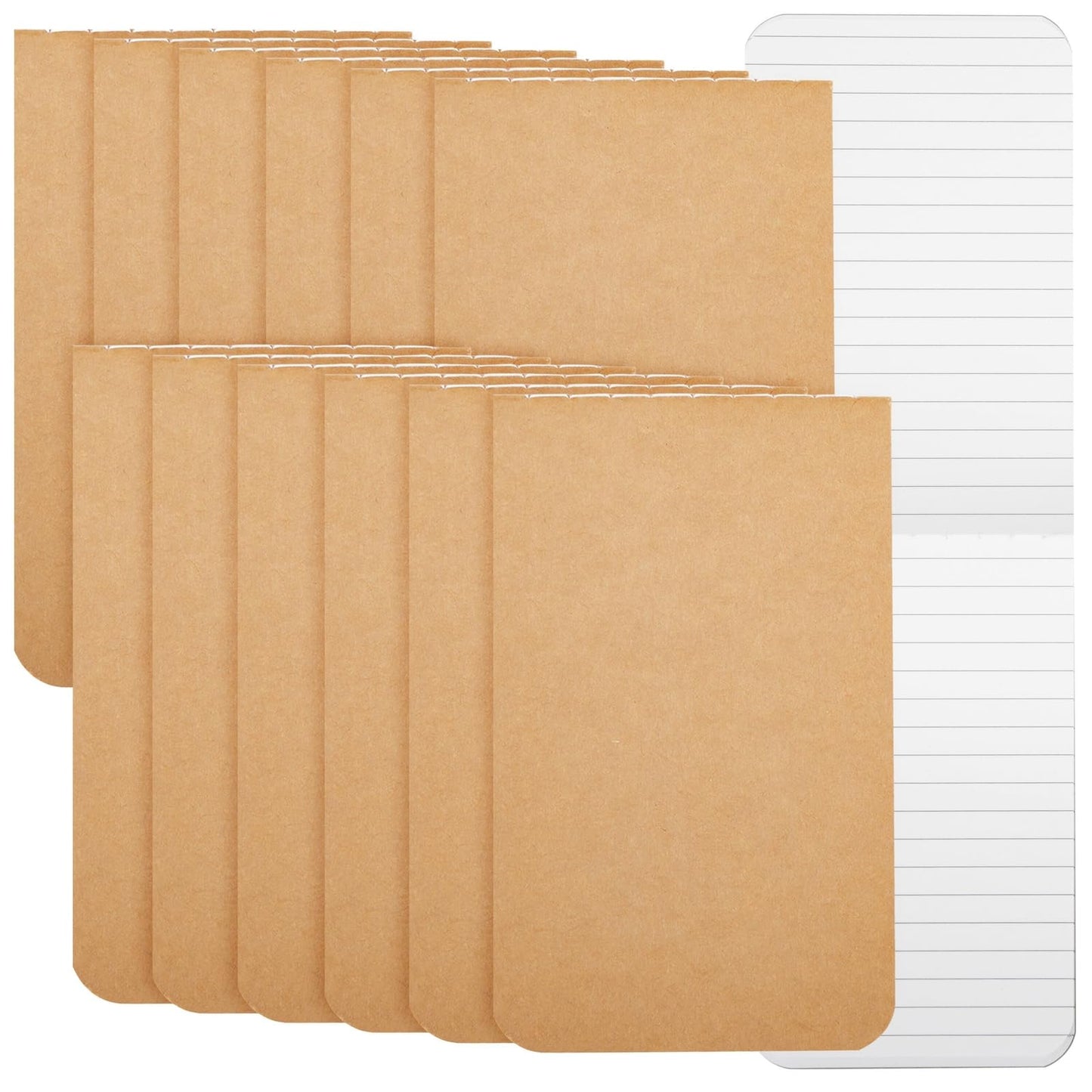 12 Brown Kraft Pocket Notebooks, 2.7 x 4.5 inches