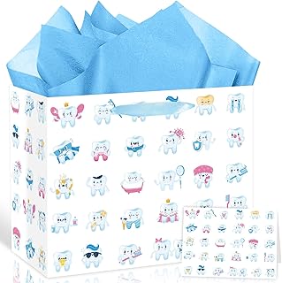 Cartoon First Tooth Gift Bag with Tissue and Card