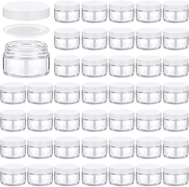 60 Pack 1oz Glass Jars with Lids for Cosmetics and Travel