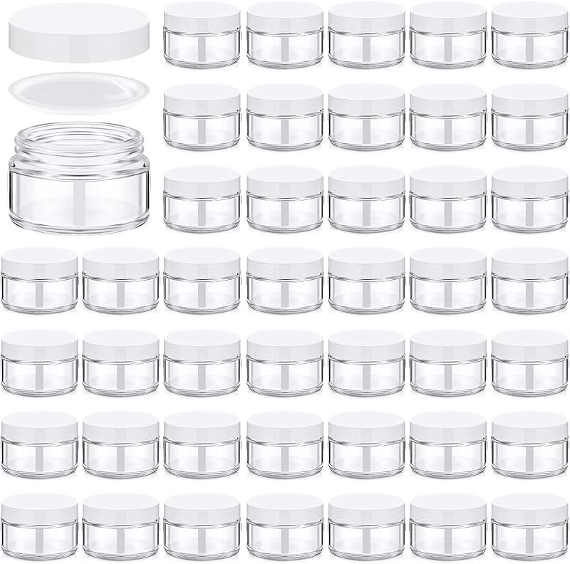 60 Pack 1oz Glass Jars with Lids for Cosmetics and Travel