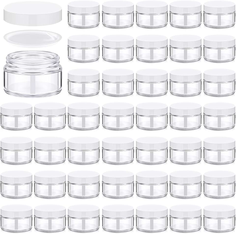60 Pack 1oz Glass Jars with Lids for Cosmetics and Travel