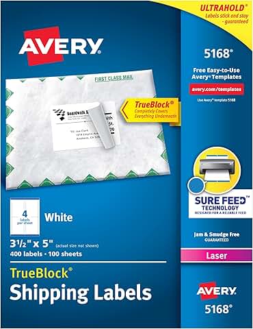 White 3.5" x 5" Printable Shipping Labels, 400 Sheets