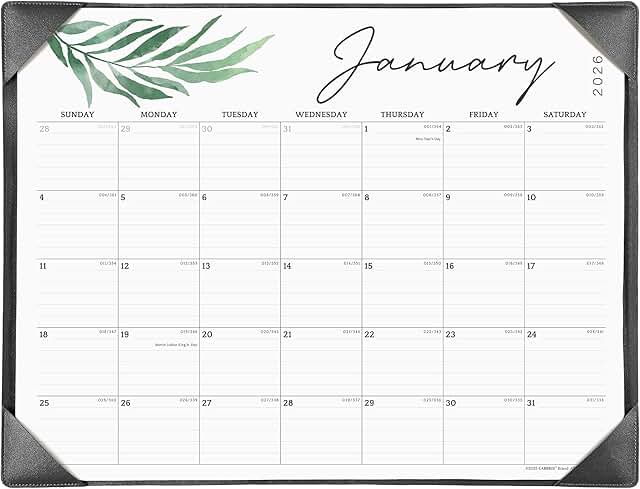 Large 2026 Desk Calendar with Mat, 21x16.5 Inches