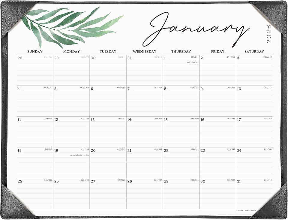 Large 2026 Desk Calendar with Mat, 21x16.5 Inches