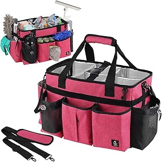 Large Cleaning Caddy Bag with Support Board and Adjustable Strap