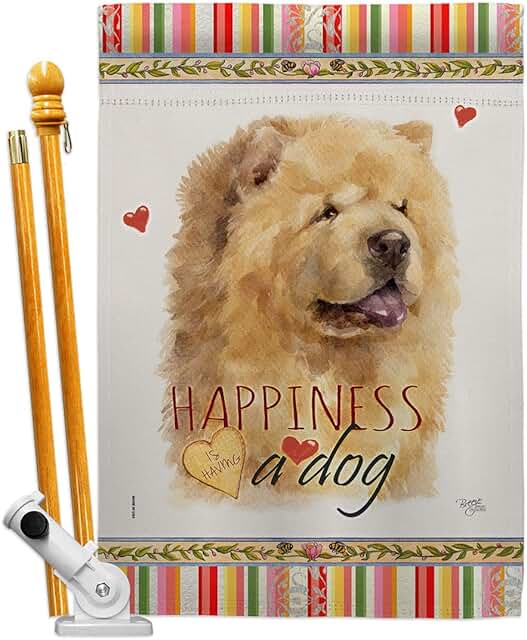 Cream Chow Happiness Dog House Flag Set