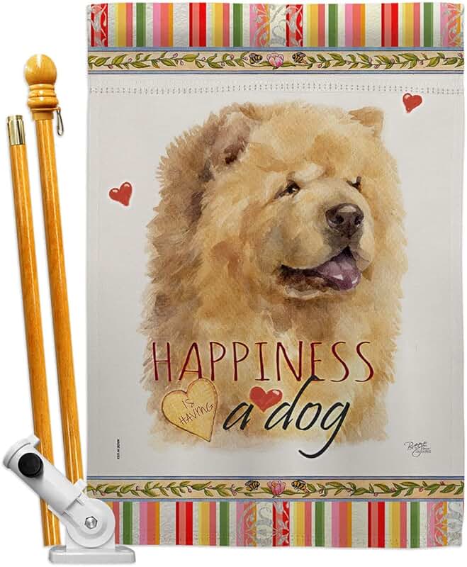 Cream Chow Happiness Dog House Flag Set