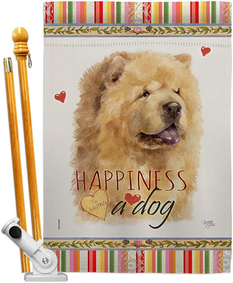 Cream Chow Happiness Dog House Flag Set