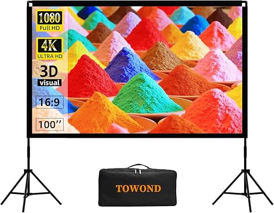 100-inch Portable Indoor/Outdoor Projector Screen with Stand
