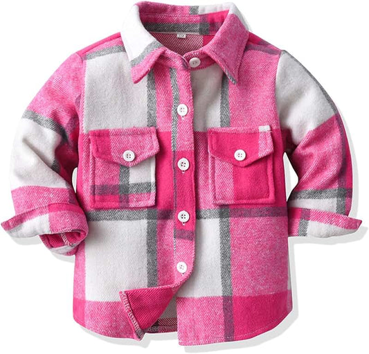 Toddler Boys' Girls' Flannel Plaid Long Sleeve Shirt