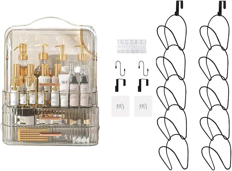 Cosmetics Storage Box and Hat Rack Organizer Set