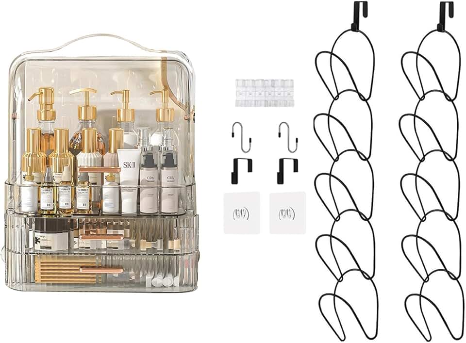 Cosmetics Storage Box and Hat Rack Organizer Set
