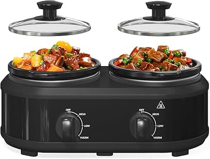 Double 1.25 Qt Slow Cooker with Removable Ceramic Pots