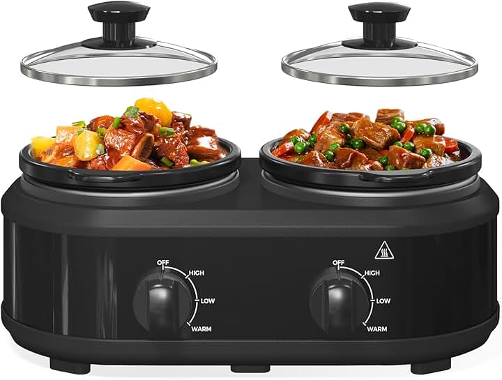Double 1.25 Qt Slow Cooker with Removable Ceramic Pots