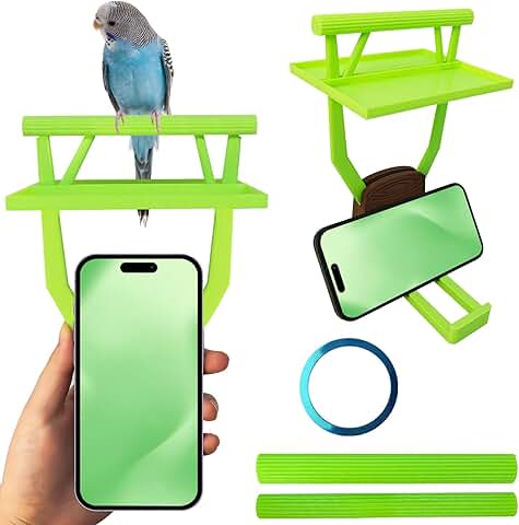 Bird Perch with Toy, Poop Catcher, and Phone Holder