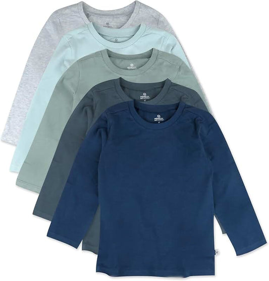 Set of five organic cotton long sleeve toddler shirts
