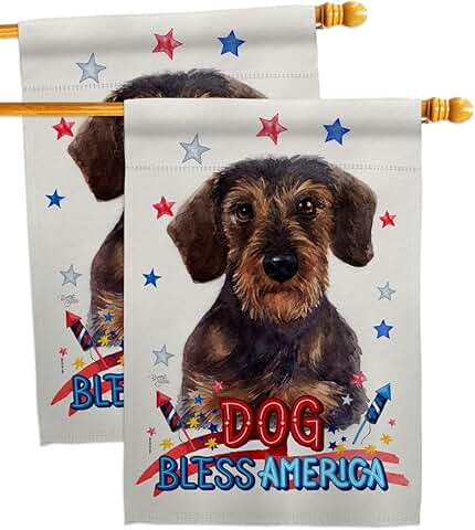 Patriotic Dachshund House Flag Set for Garden