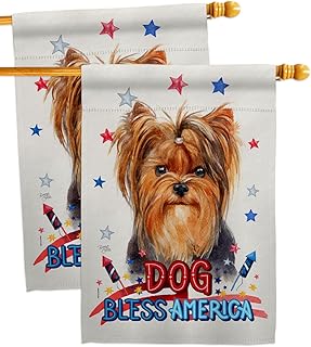 Patriotic Yorkie House Flag Set for Garden or Yard